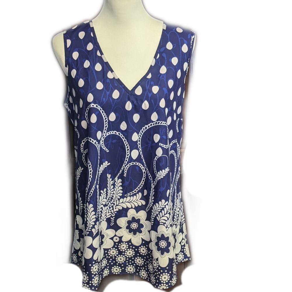 Blue and White Floral Tank Top